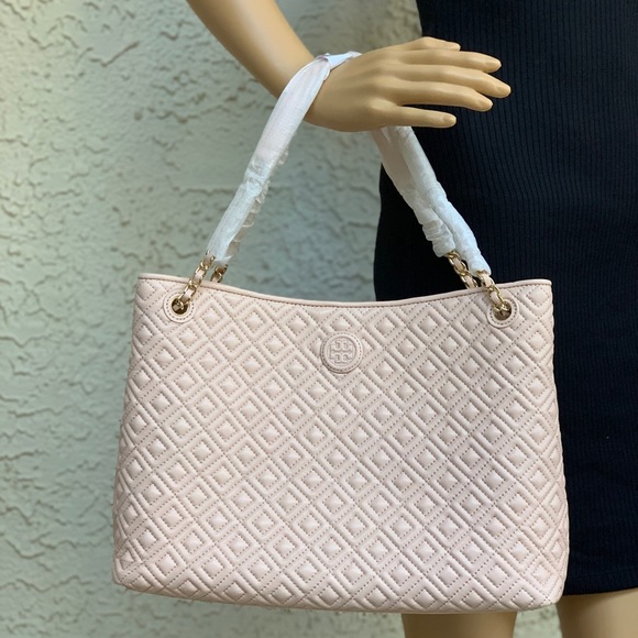 Tory Burch Marion quilted center zip pale apricot - Picture 5 of 8